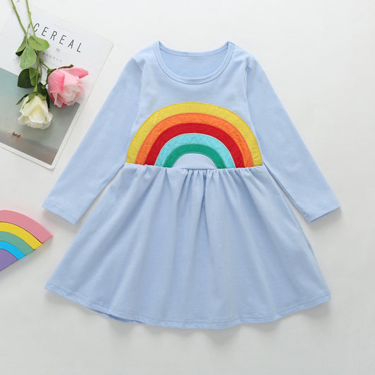 Vestido Infantil Arcoíris de Algodón con Mangas Largas - Image 22