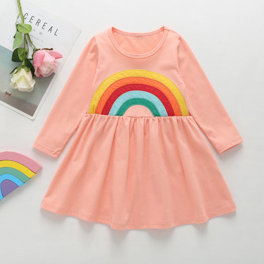 Vestido Infantil Arcoíris de Algodón con Mangas Largas - Image 23