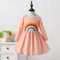 Vestido Infantil Arcoíris de Algodón con Mangas Largas