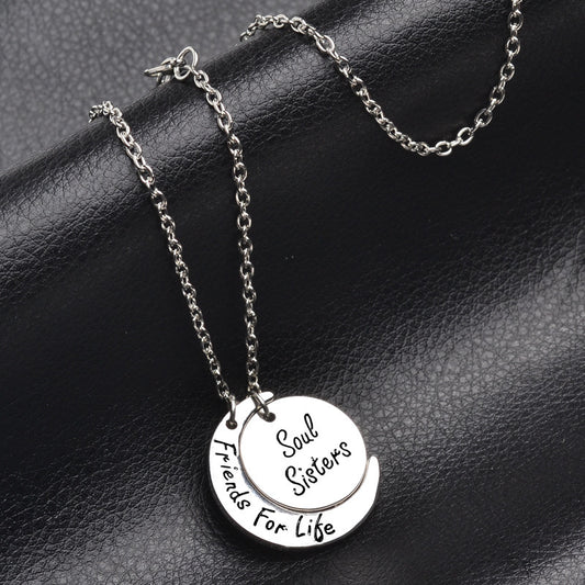 Collar Hermanas del Alma Amigas de Por Vida - Diseño Hueco de Estrella y Luna