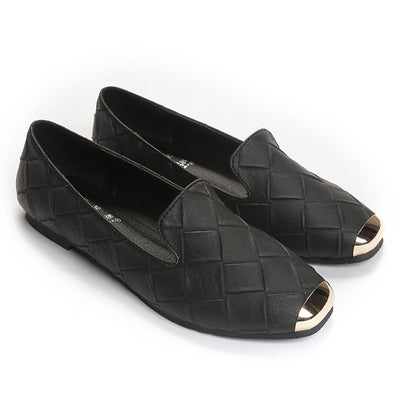 Zapatos Planos de Cuadros Tejidos con Punta Cuadrada - Image 10