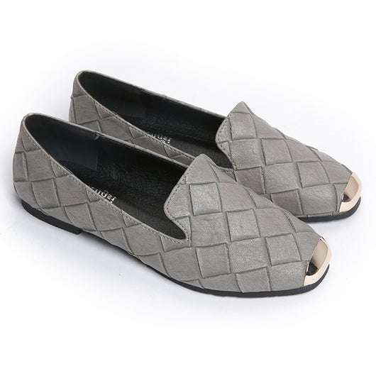 Zapatos Planos de Cuadros Tejidos con Punta Cuadrada - Image 12
