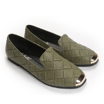Zapatos Planos de Cuadros Tejidos con Punta Cuadrada - Image 4