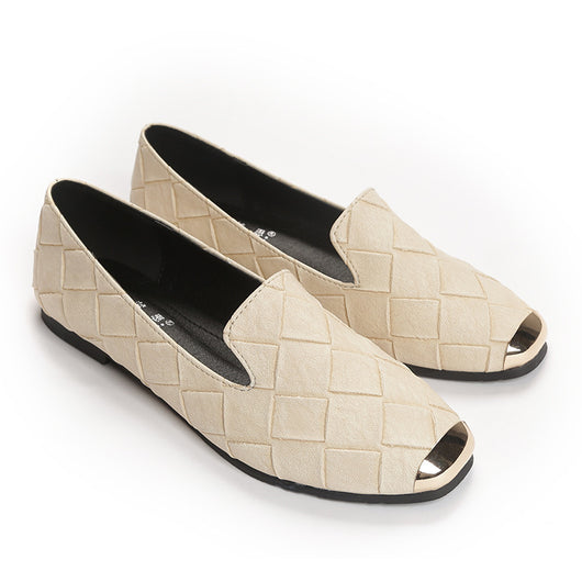 Zapatos Planos de Cuadros Tejidos con Punta Cuadrada - Image 3