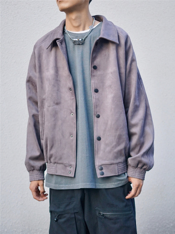 Chaqueta Uniforme de Béisbol Ante Suave Otoño Invierno Hombre Oversized