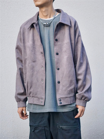 Chaqueta Uniforme de Béisbol Ante Suave Otoño Invierno Hombre Oversized