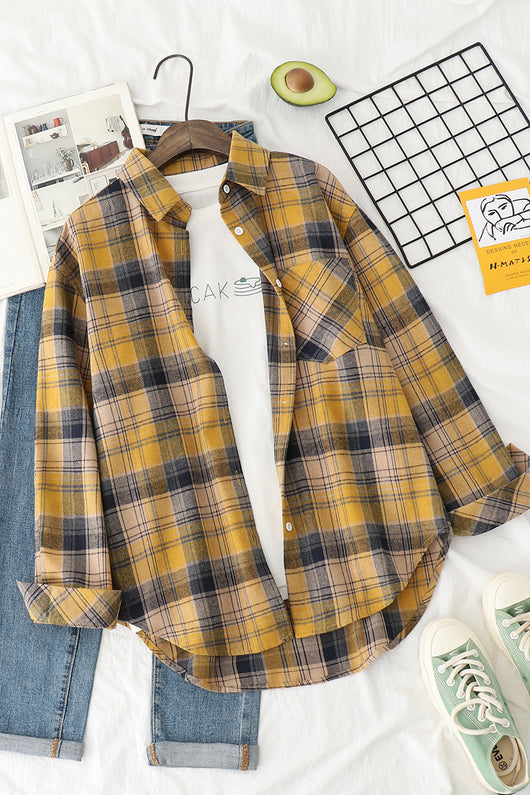 Camisa Cuadros Mujer Estilo Retro Suelta Manga Larga Inspiración Hong Kong - Image 15