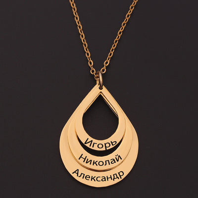 Collar Colgante de Acero Inoxidable Personalizado con Grabado de 3 Gotas de Agua y Nombre para Mujeres - Image 5