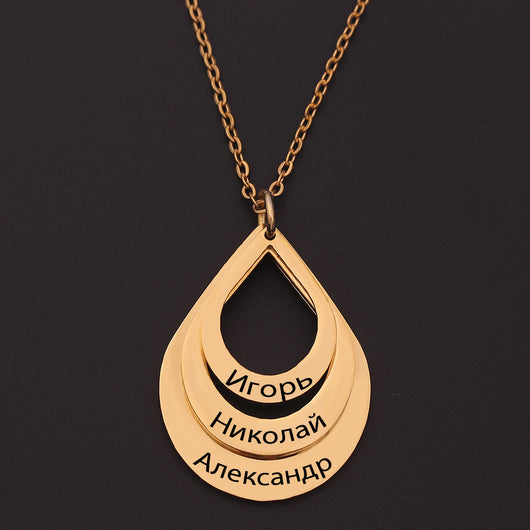 Collar Colgante de Acero Inoxidable Personalizado con Grabado de 3 Gotas de Agua y Nombre para Mujeres - Image 5