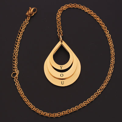Collar Colgante de Acero Inoxidable Personalizado con Grabado de 3 Gotas de Agua y Nombre para Mujeres - Image 6