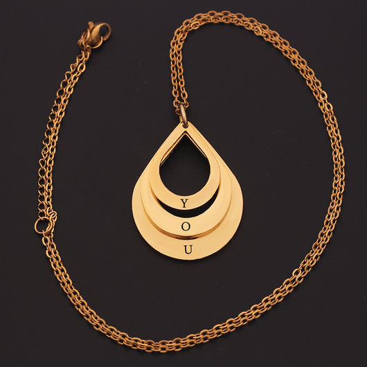 Collar Colgante de Acero Inoxidable Personalizado con Grabado de 3 Gotas de Agua y Nombre para Mujeres - Image 6