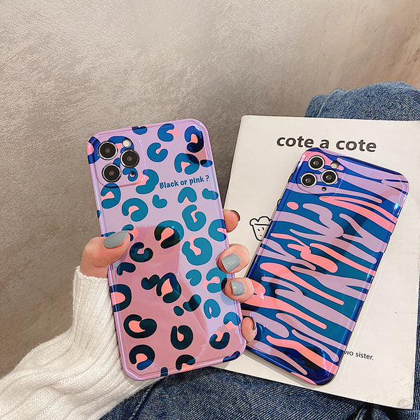 Funda para iPhone con Diseño Leopardo y Cebra Azul