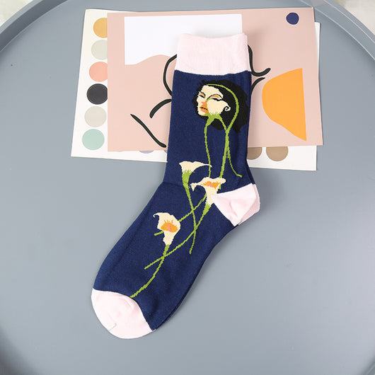 Calcetines de Algodón Puro con Diseño de Colores Combinados - Image 11