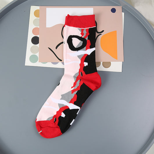 Calcetines de Algodón Puro con Diseño de Colores Combinados - Image 3