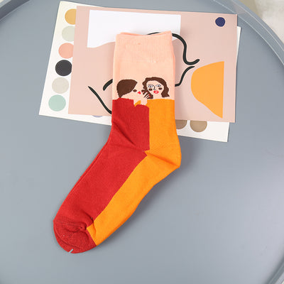 Calcetines de Algodón Puro con Diseño de Colores Combinados - Image 4