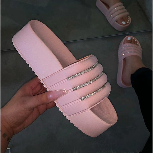 Sandalias Plataforma con Cristales Brillantes - Estilo Europeo y Americano