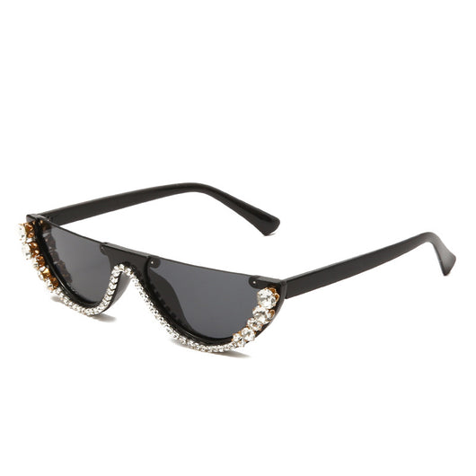 Gafas de Sol Semimontadura con Diamantes - Estilo Exagerado y Personalidad