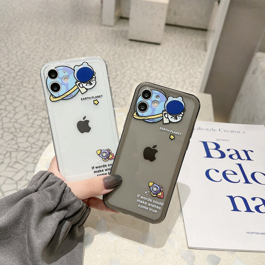Funda Transparente con Dibujos Animados Compatible con Apple en Negro