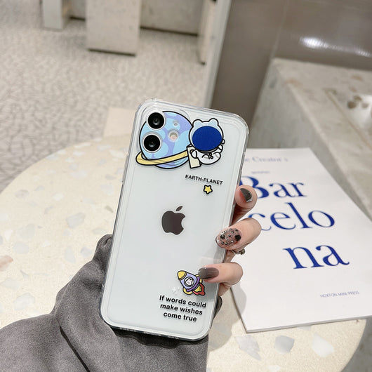Funda Transparente con Dibujos Animados Compatible con Apple en Negro - Image 2