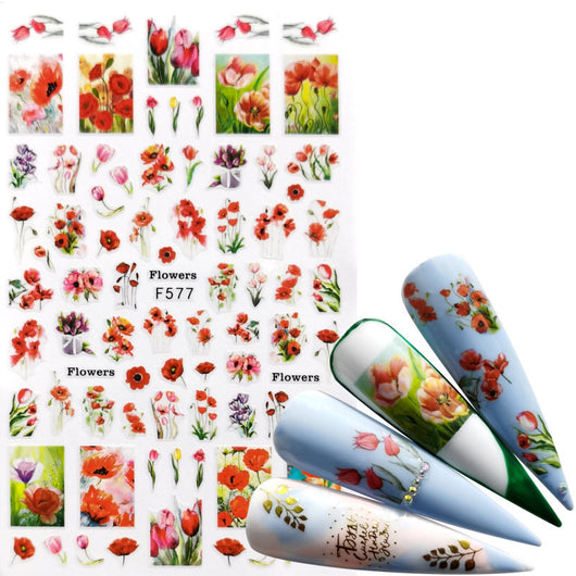 Calcomanías de Uñas Adhesivas - Diseños Decorativos para Manicura Instantánea