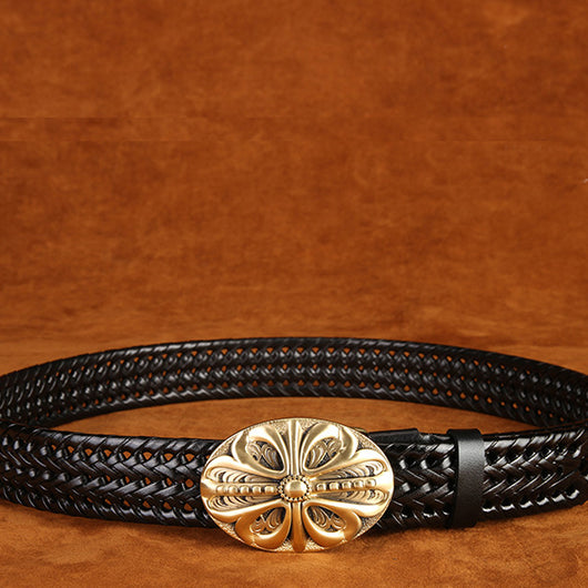 Cinturón Tejido a Mano con Hebilla de Cobre - Estilo Clásico para Hombre - Image 18