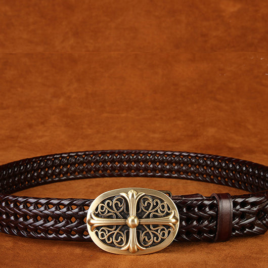 Cinturón Tejido a Mano con Hebilla de Cobre - Estilo Clásico para Hombre - Image 20