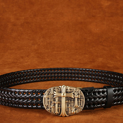 Cinturón Tejido a Mano con Hebilla de Cobre - Estilo Clásico para Hombre - Image 28