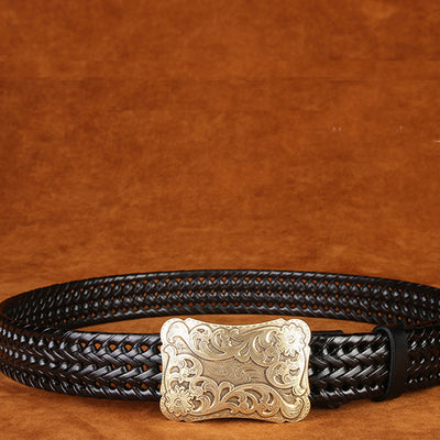 Cinturón Tejido a Mano con Hebilla de Cobre - Estilo Clásico para Hombre - Image 29