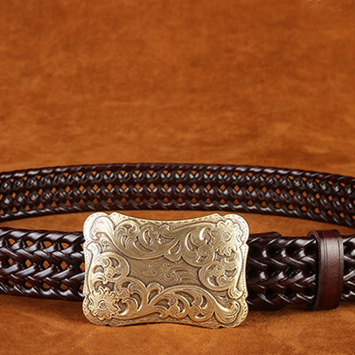 Cinturón Tejido a Mano con Hebilla de Cobre - Estilo Clásico para Hombre - Image 4