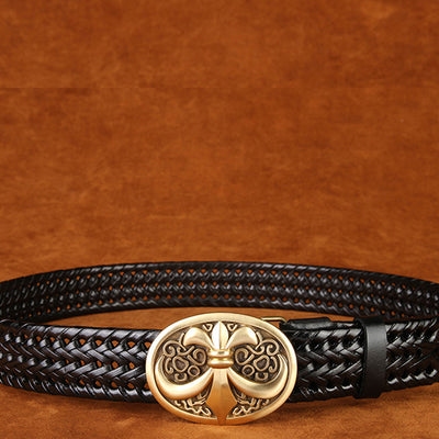 Cinturón Tejido a Mano con Hebilla de Cobre - Estilo Clásico para Hombre - Image 2