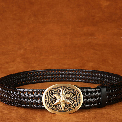 Cinturón Tejido a Mano con Hebilla de Cobre - Estilo Clásico para Hombre - Image 5