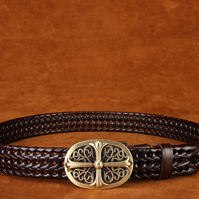 Cinturón Tejido a Mano con Hebilla de Cobre - Estilo Clásico para Hombre - Image 14