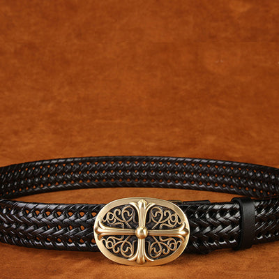 Cinturón Tejido a Mano con Hebilla de Cobre - Estilo Clásico para Hombre - Image 7