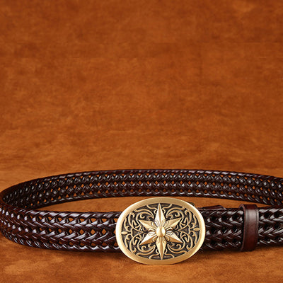 Cinturón Tejido a Mano con Hebilla de Cobre - Estilo Clásico para Hombre - Image 8