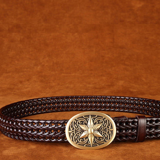 Cinturón Tejido a Mano con Hebilla de Cobre - Estilo Clásico para Hombre - Image 8