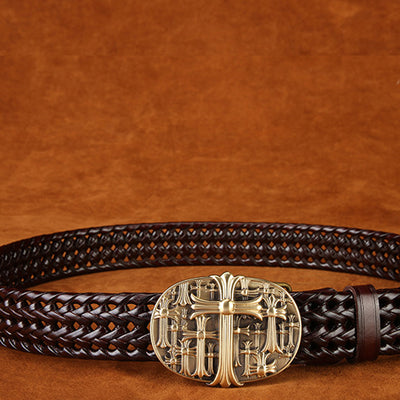 Cinturón Tejido a Mano con Hebilla de Cobre - Estilo Clásico para Hombre - Image 9