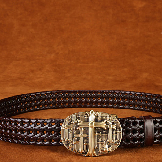 Cinturón Tejido a Mano con Hebilla de Cobre - Estilo Clásico para Hombre - Image 9