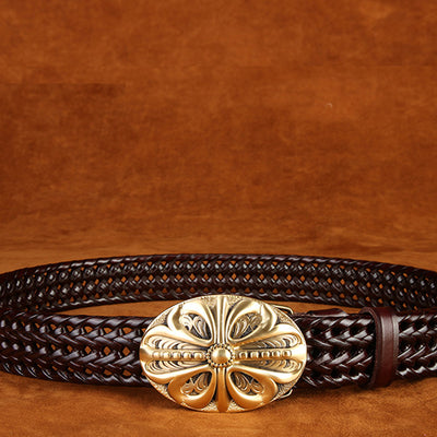 Cinturón Tejido a Mano con Hebilla de Cobre - Estilo Clásico para Hombre - Image 11