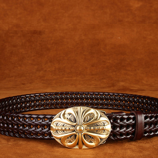 Cinturón Tejido a Mano con Hebilla de Cobre - Estilo Clásico para Hombre - Image 11