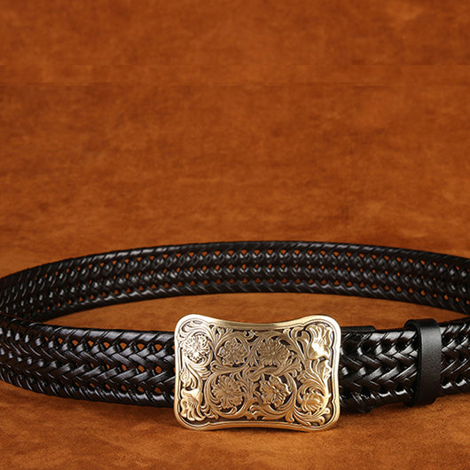 Cinturón Tejido a Mano con Hebilla de Cobre - Estilo Clásico para Hombre - Image 12
