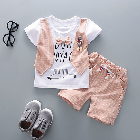 Traje Infantil de Dos Piezas con Pantalón Corto y Tirantes - Image 2