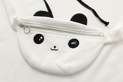 Sudadera Universitaria Panda con Capucha y Doble Textura Polar para Mujer - Image 4
