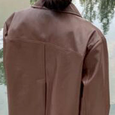 Chaqueta de Cuero Retro con Cuello Puntiagudo - Image 5