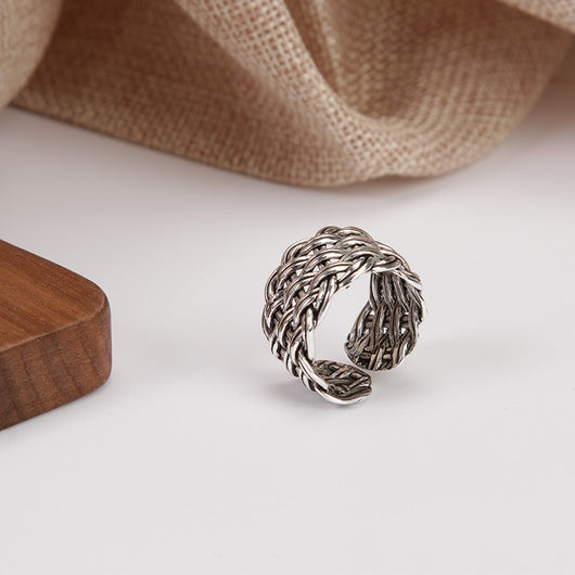 Anillo Trenzado Retro con Diseño Cruzado - Image 5