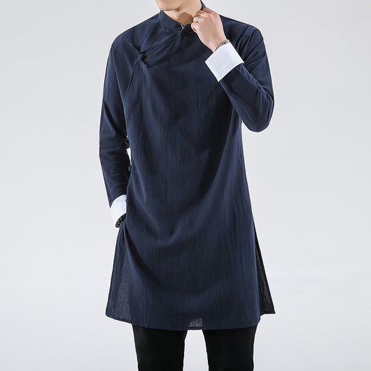 Camisa Casual Hombre Estilo Chino con Cierre Oblicuo - Image 7