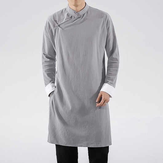Camisa Casual Hombre Estilo Chino con Cierre Oblicuo - Image 4