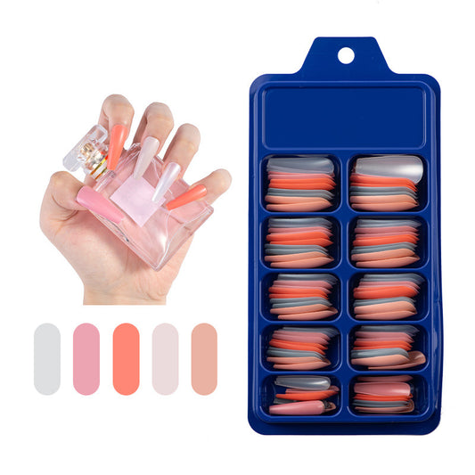 Uñas Postizas Largas Ballet Diseño Sólido - Parches Adhesivos de Larga Duración