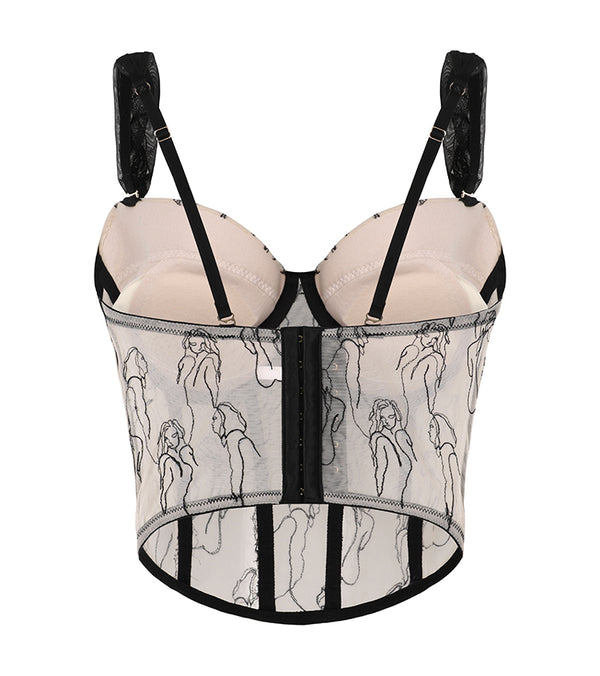 Corpiño Sensual de Encaje y Malla Transparente para Mujer
