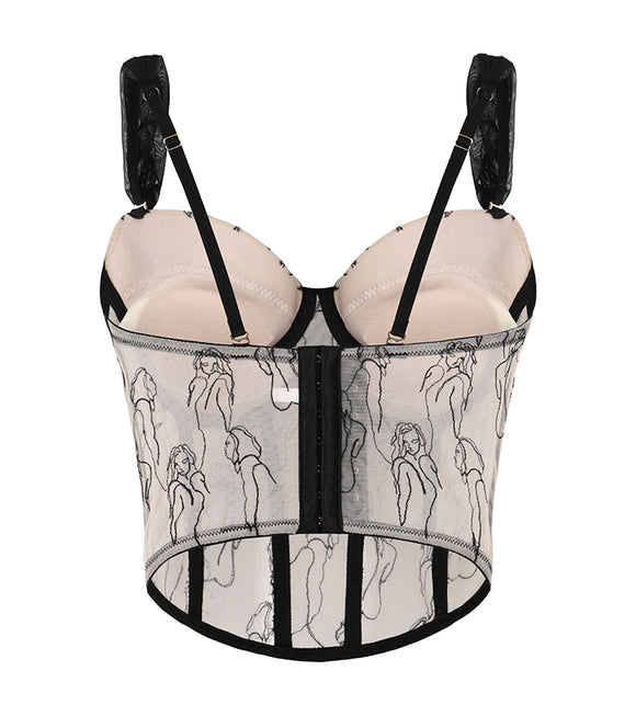 Corpiño Sensual de Encaje y Malla Transparente para Mujer
