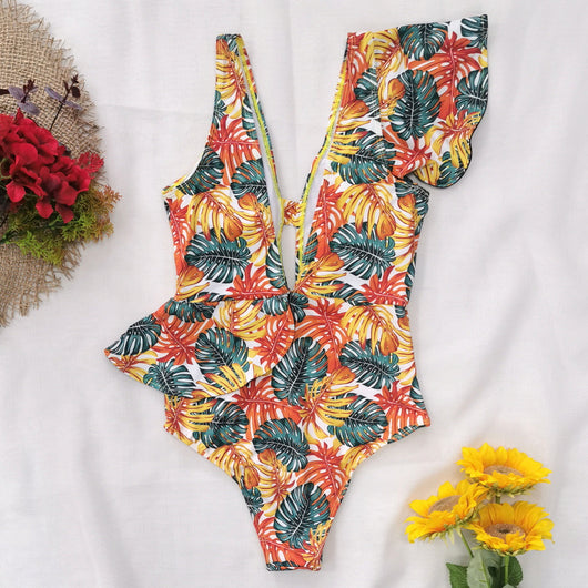 Traje de Baño Enterizo Floral con Volantes y Espalda Descubierta - Image 11